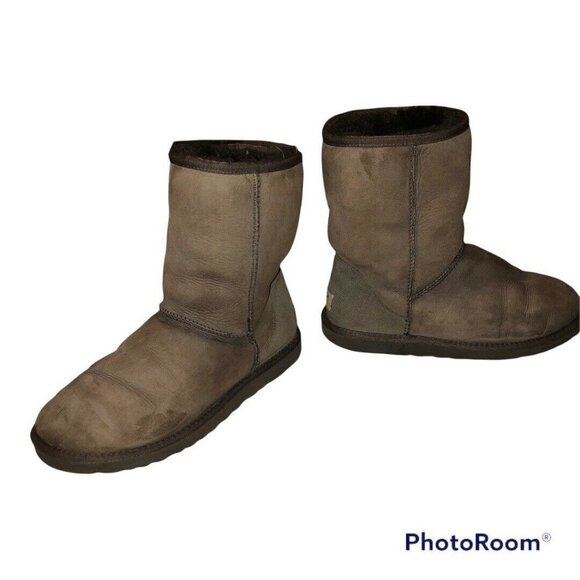 UGG Classic Short 5825 Womens Chocolate Brown Suede Fur Boots Size 9 - Picture 7 of 11